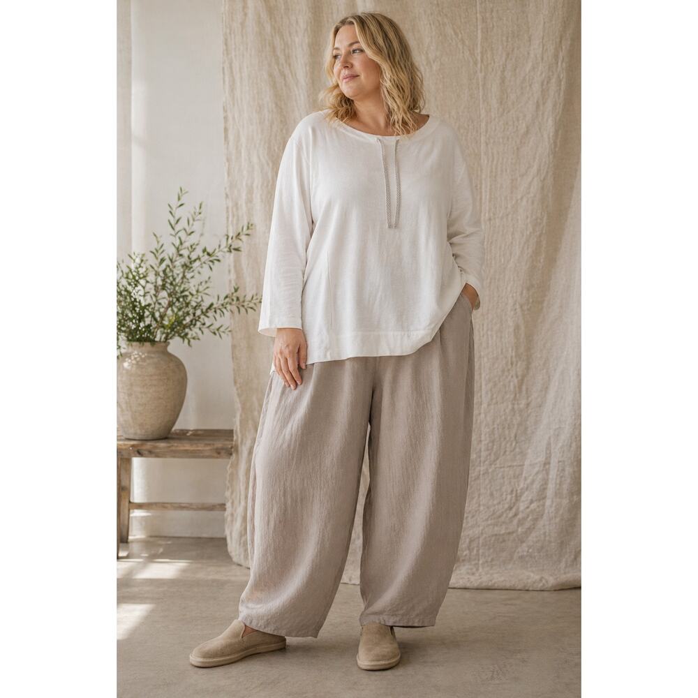 J Jill 3X Cream Long Sleeve Sweatshirt Tunic Drawstring Athleisure Pullover Top